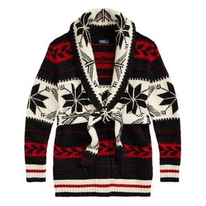 Polo Ralph Lauren Belted Fair Isle Wool-Blend Cardigan XL New with Tags